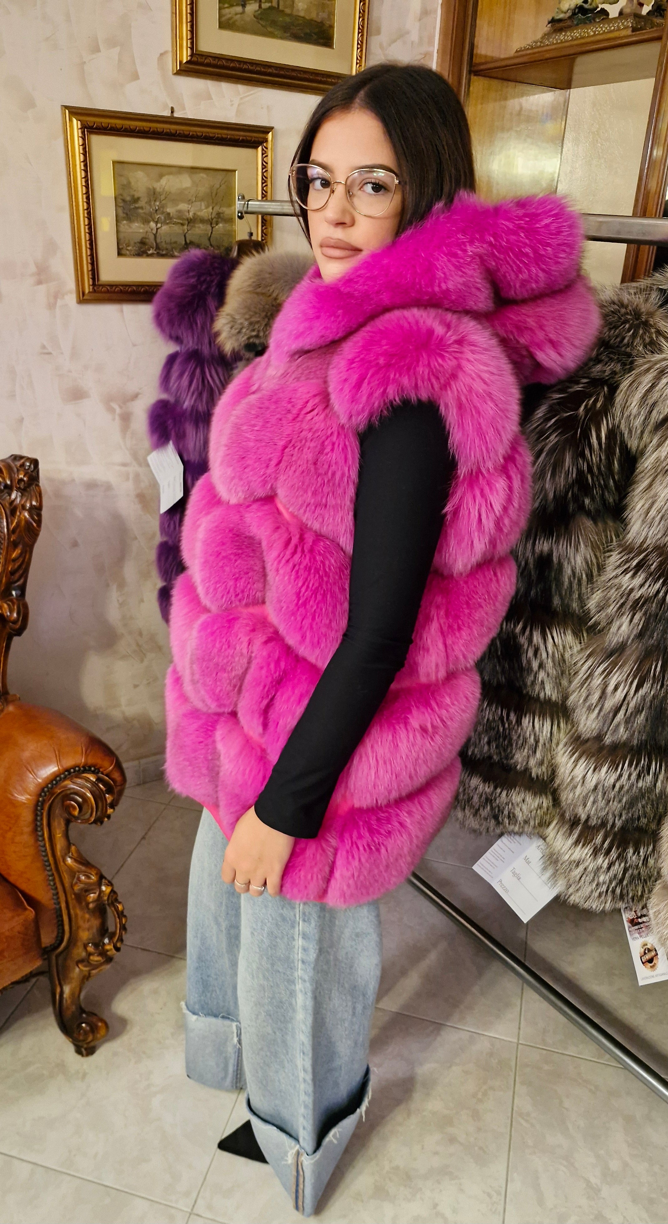 Gilet smanicato pelliccia di volpe