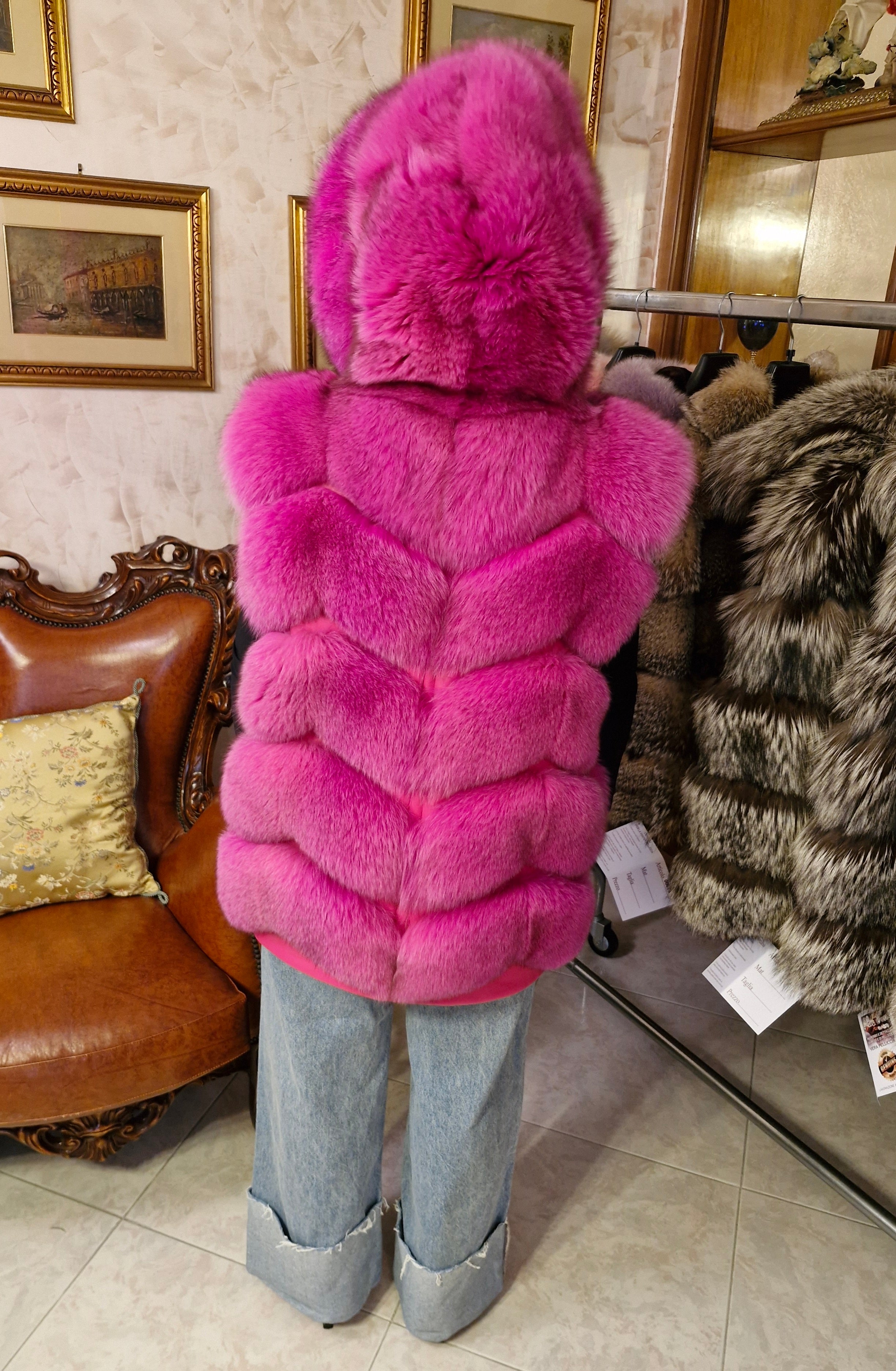 Gilet smanicato pelliccia di volpe