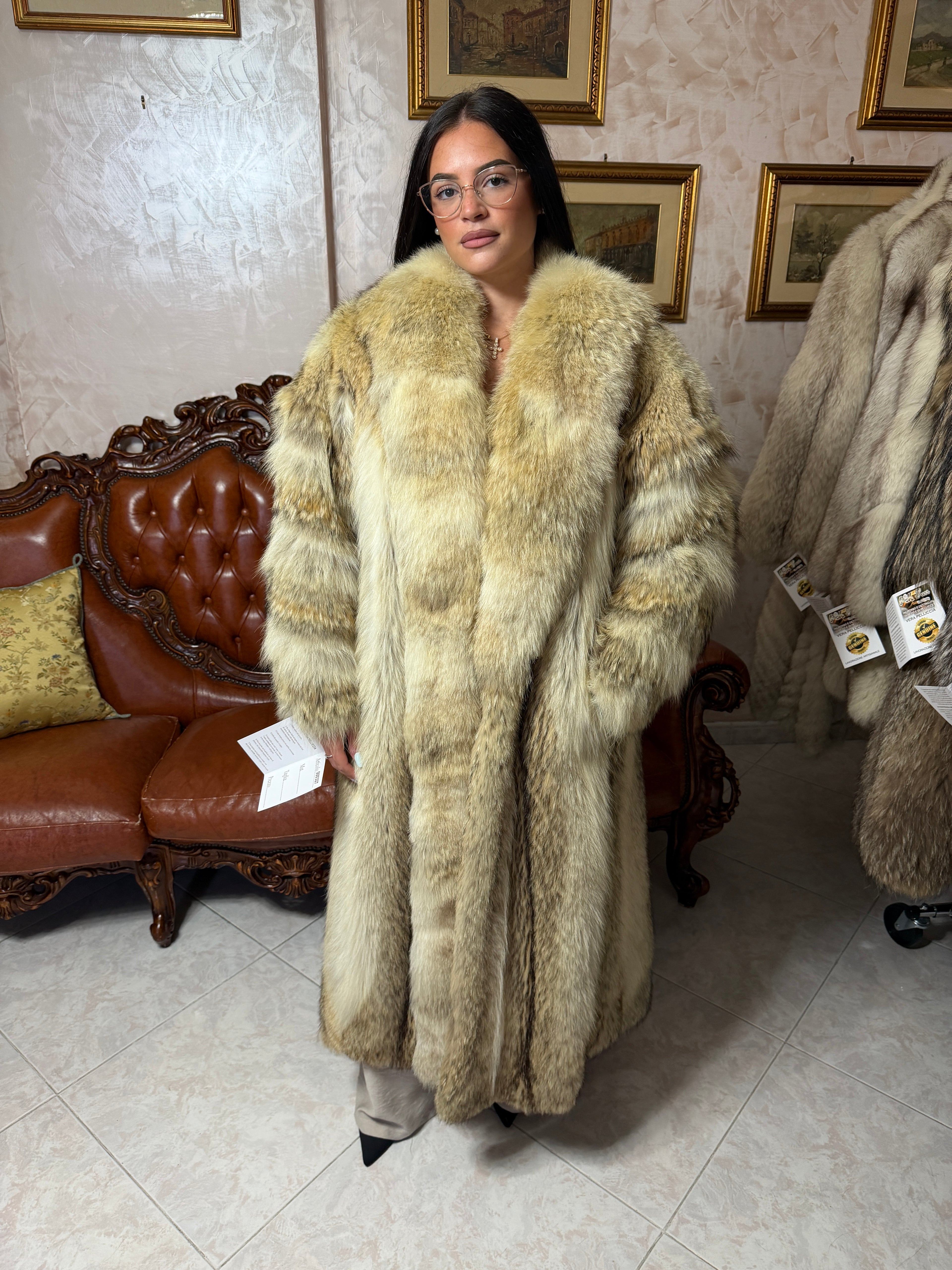 Cappotto pelliccia di coyote