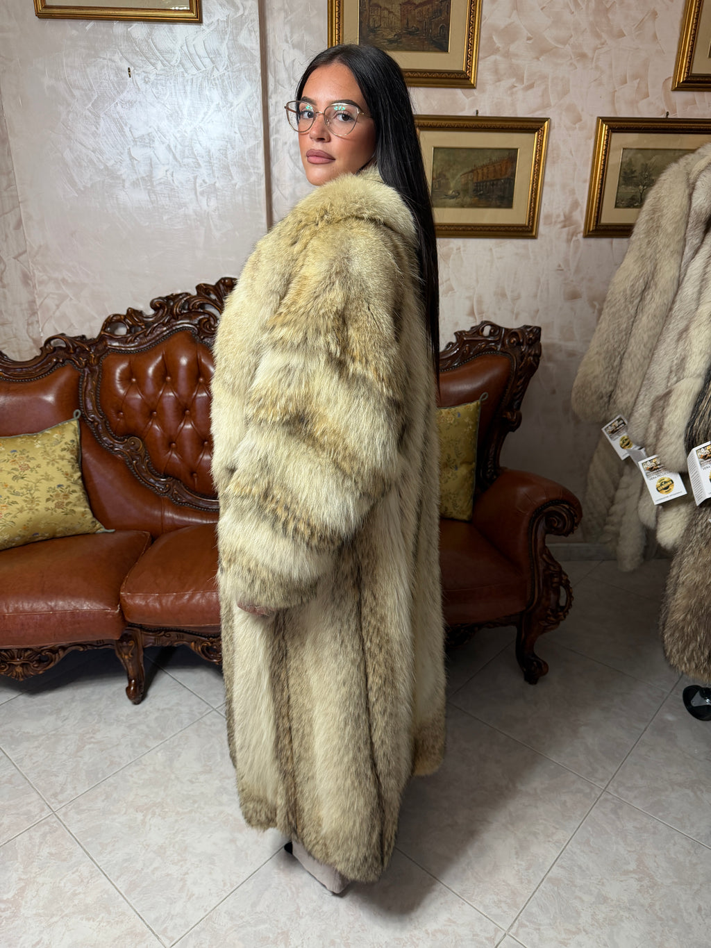 Cappotto pelliccia di coyote