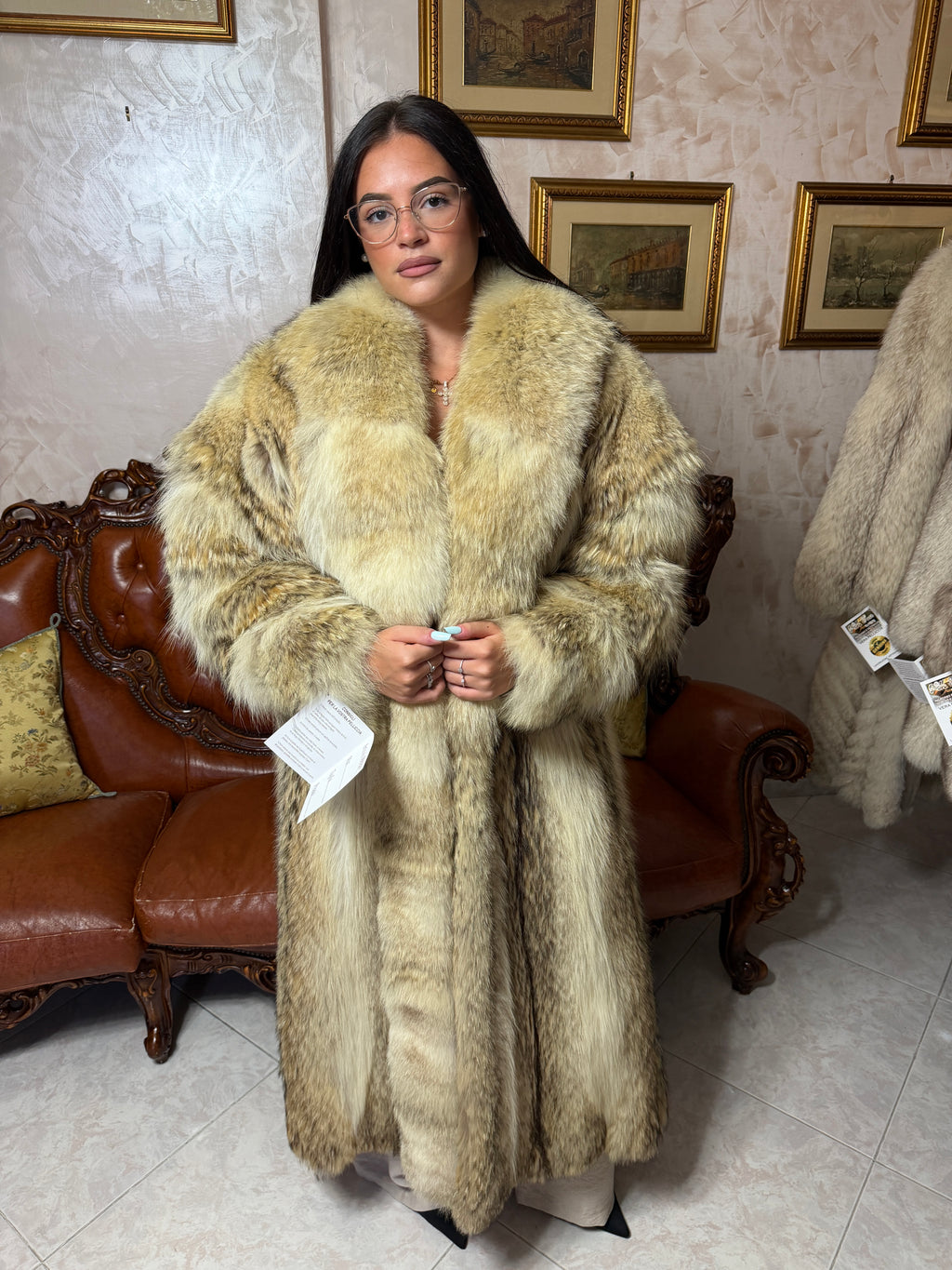 Cappotto pelliccia di coyote