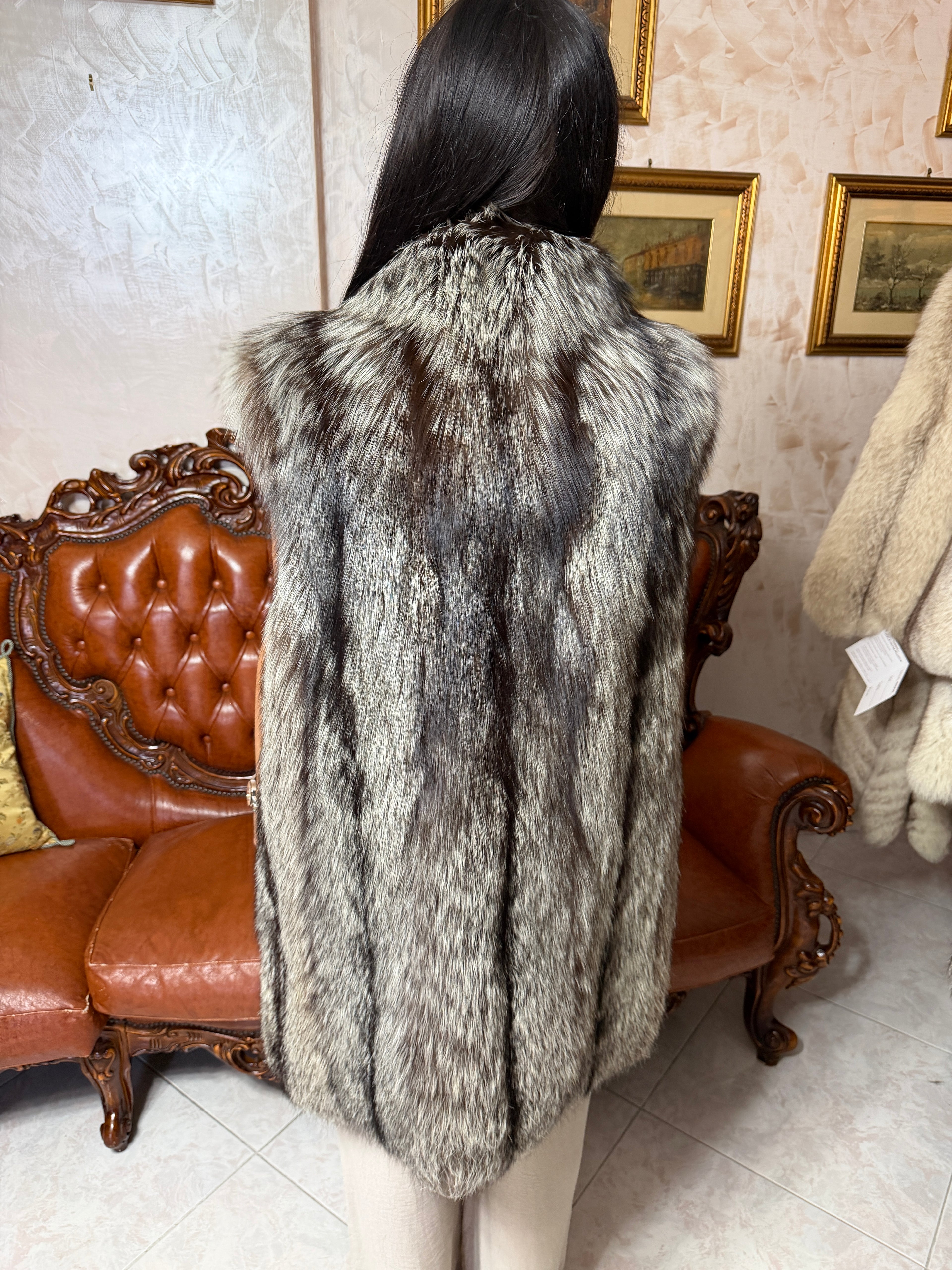 gillet pelliccia volpe argentata