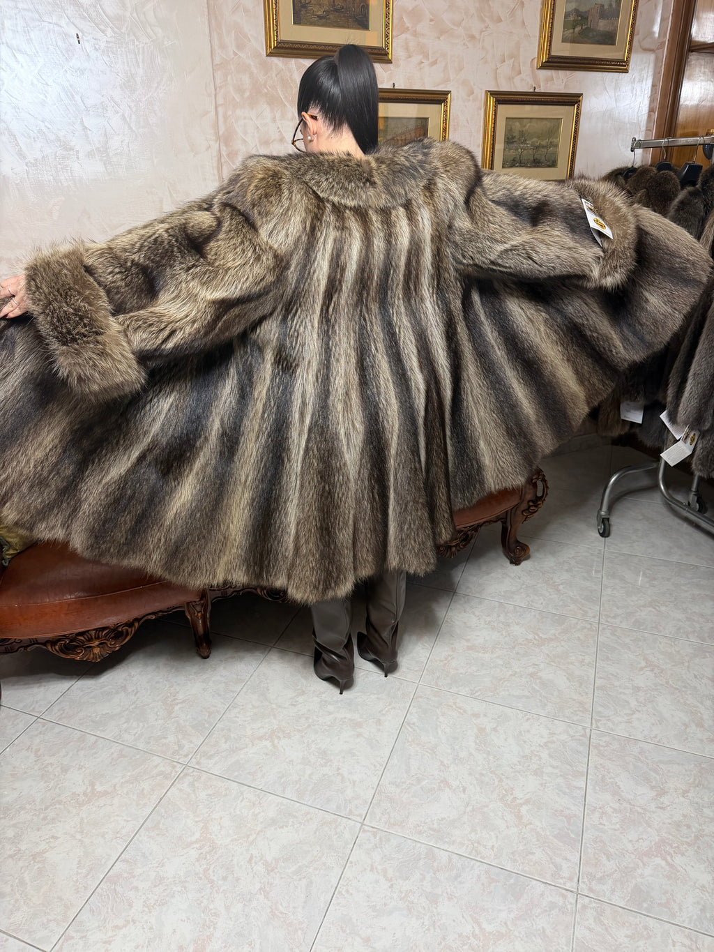 Raccoon fur jacket