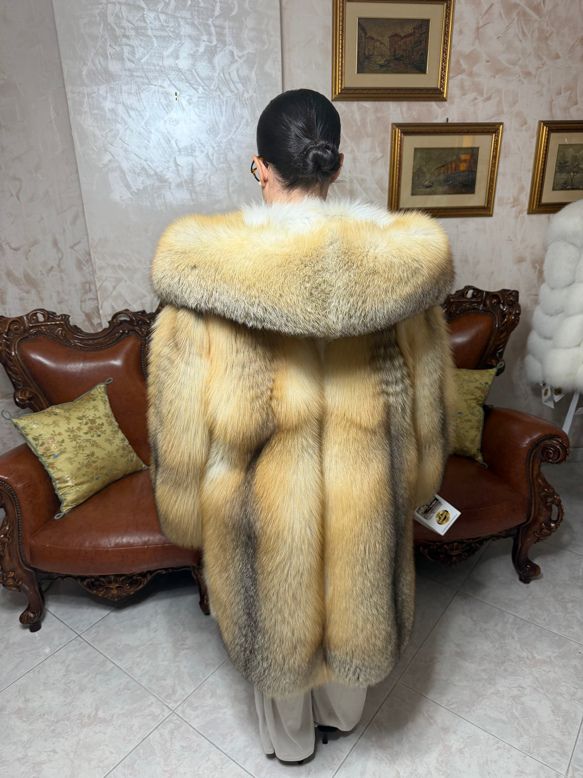 Veste en fourrure de renard doré