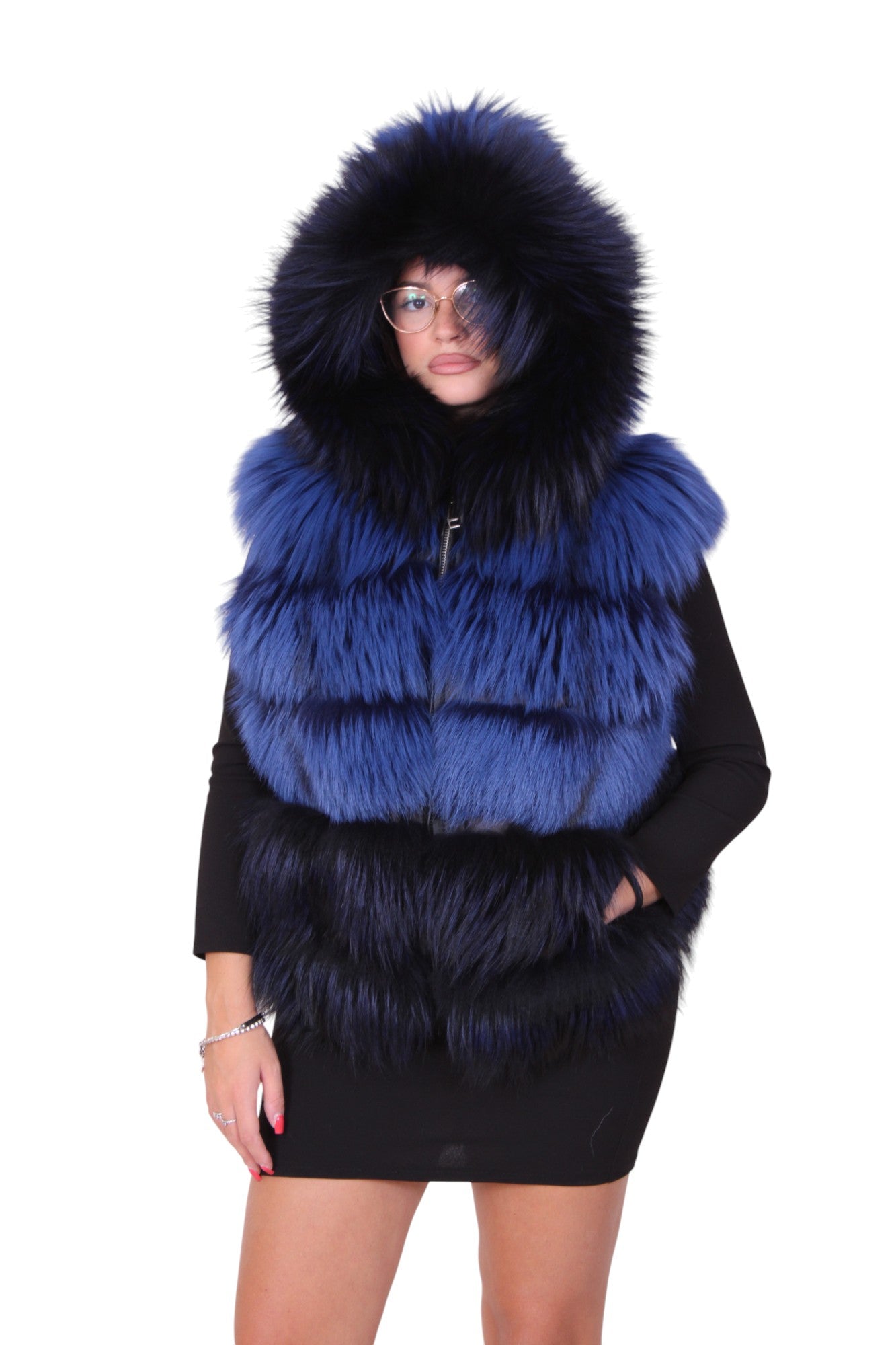 Gilet smanicato pelliccia di volpe