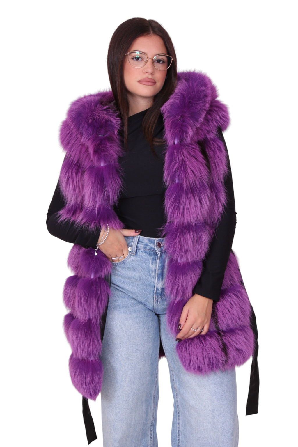 Gilet smanicato pelliccia di volpe