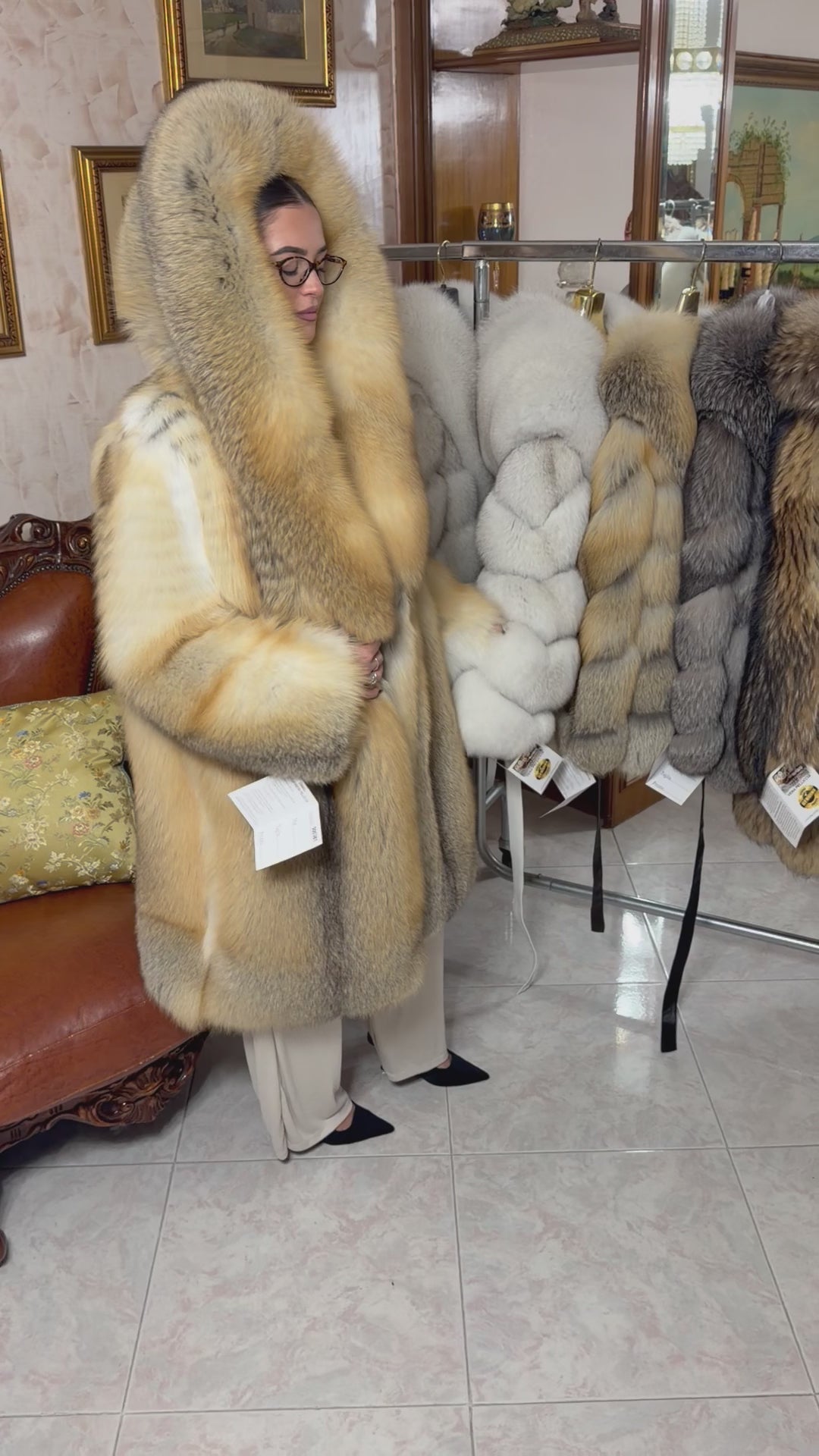 Veste en fourrure de renard doré