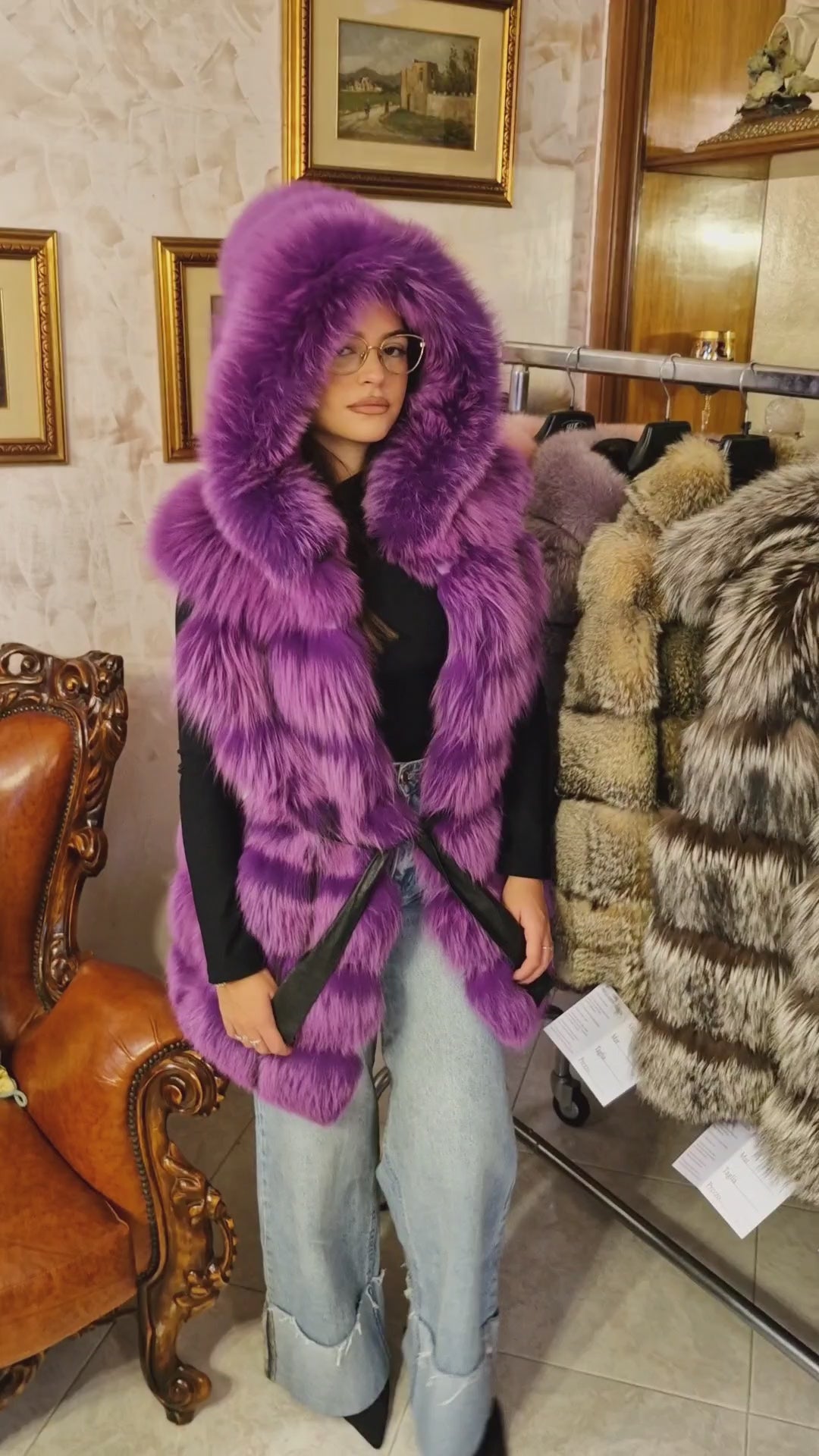Gilet smanicato pelliccia di volpe