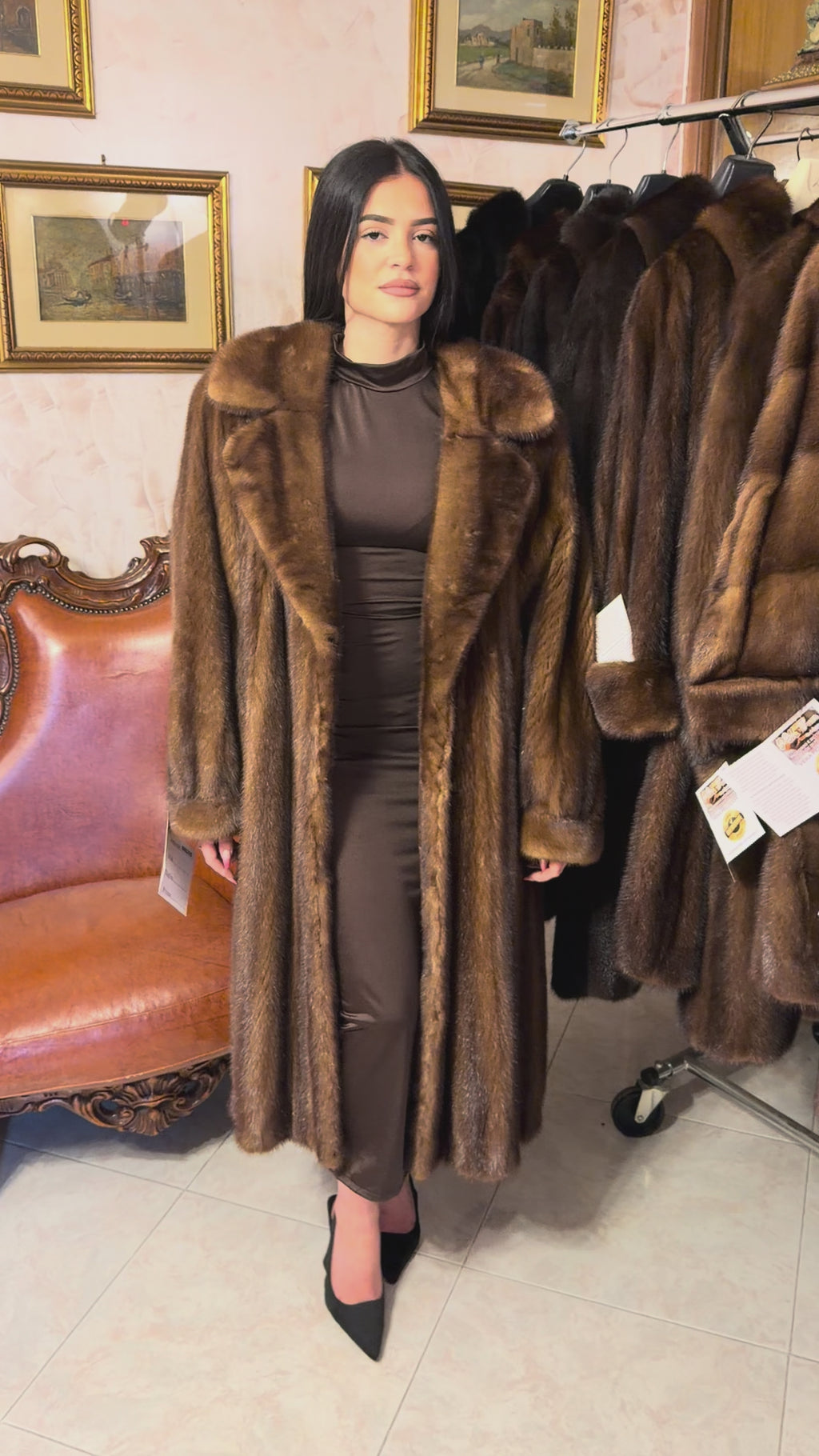 giacca lunga pelliccia visone vintage